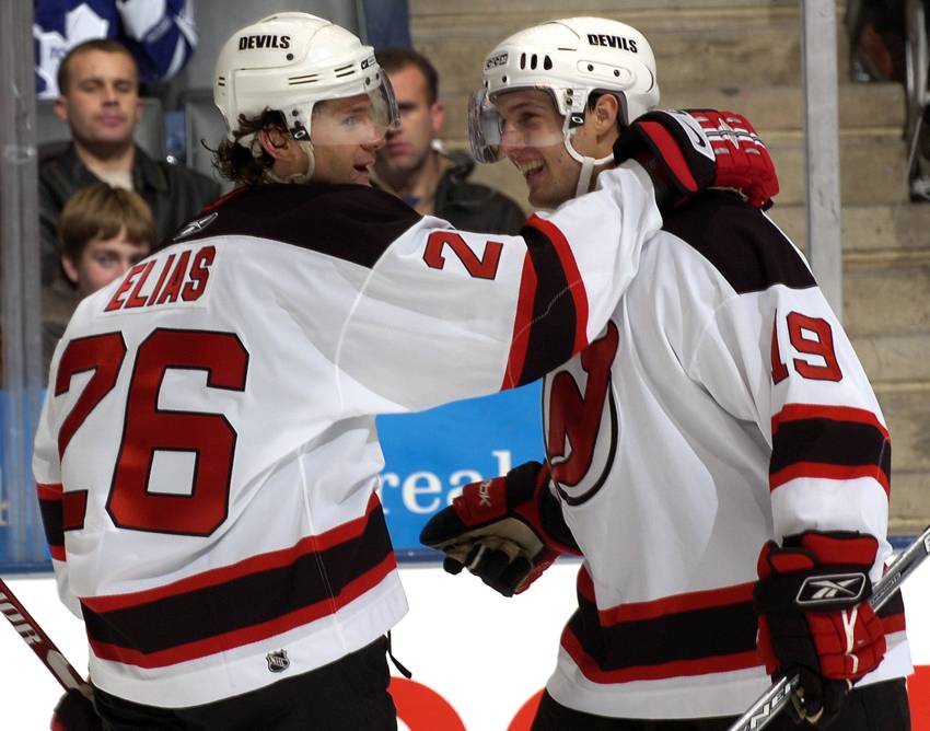 Patrik Elias of the New Jersey Devils celebrates his goal in the News  Photo - Getty Images