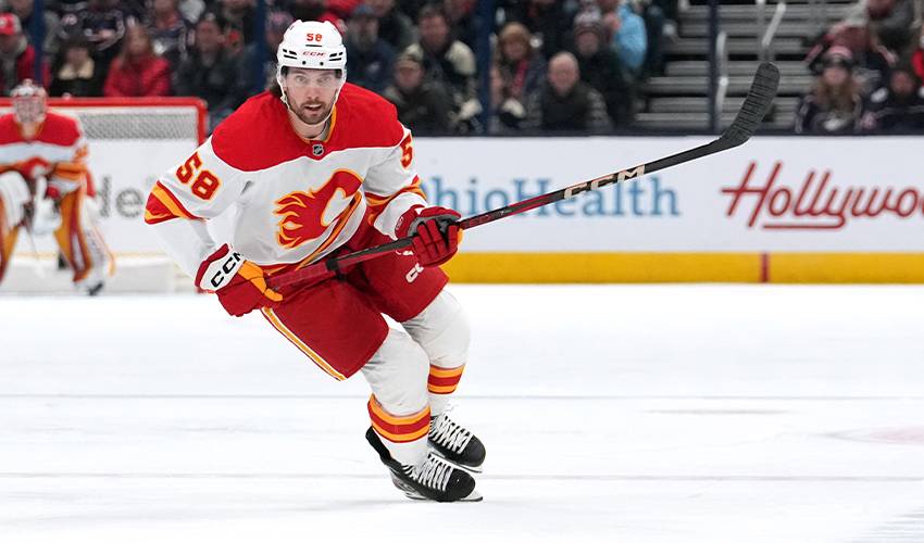 Flames forward Kirkland out for season after undergoing ACL surgery