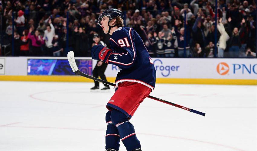 Inside The Rink on X: Columbus Blue Jacket's Kent Johnson Out With Injury  #NHL #CBJ  / X