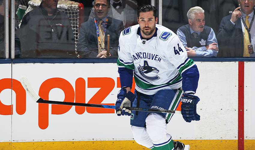 Erik Gudbranson of the Vancouver Canucks wears a rainbow jersey on News  Photo - Getty Images