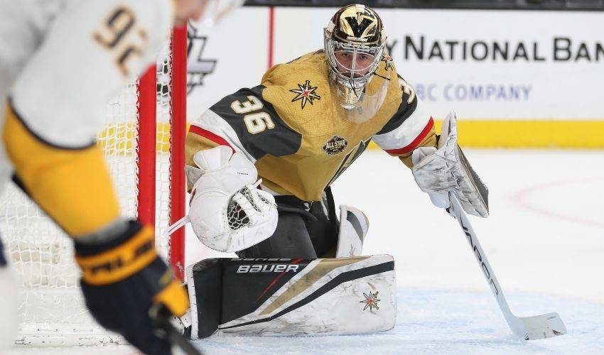 Golden Knights goaltender Logan Thompson defies the odds