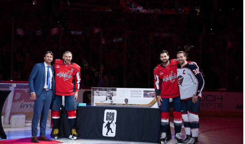 NHL players gift Alex Ovechkin a piece of hockey history to celebrate historic achievements