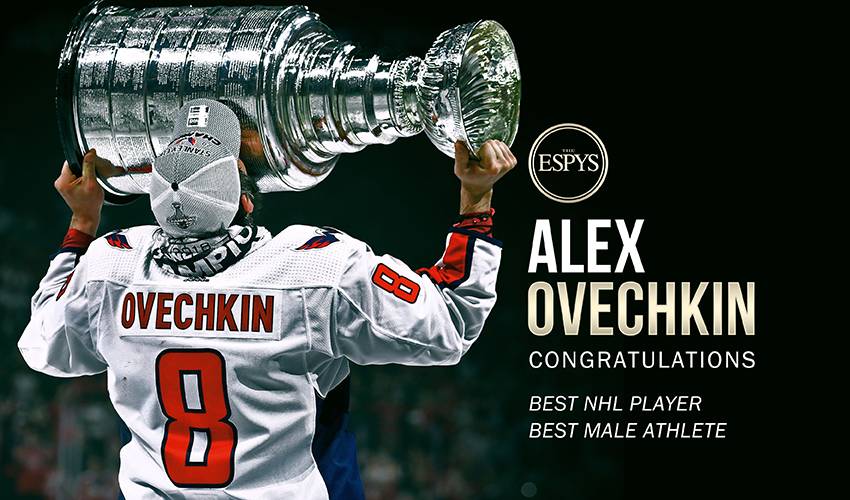 Ovechkin wins ESPY for Best Male Athlete as first NHL player