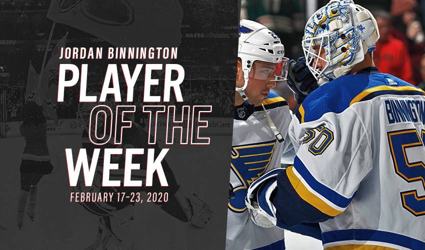 Karakter Fader fage Studerende Player of the Week | Jordan Binnington | NHLPA.com