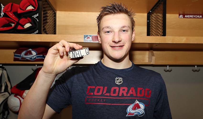 Avs defenceman Cale Makar scores playoff goal in NHL debut