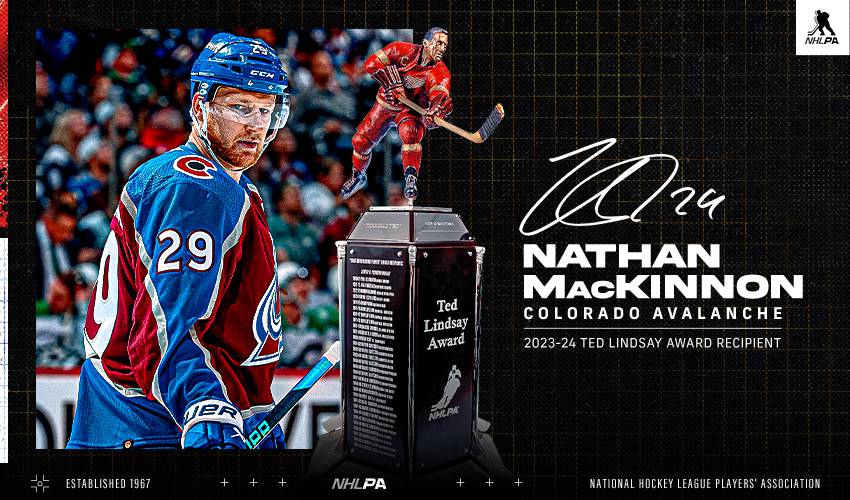 Nathan MacKinnon voted 2023-24 Ted Lindsay Award recipient by NHLPA members