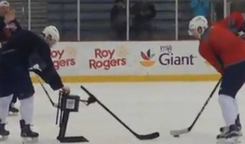 Washington Capitals Players Practice Against Robot