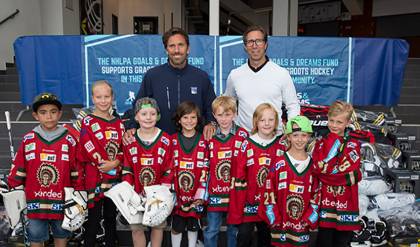 NHLPA - David Desharnais, Brendan Gallagher, Shea Weber, and Andrew Shaw  surprised these deserving kids from Deux-Montagnes Police Force Hockey  Program with 25 new sets of hockey equipment through the players' NHLPA